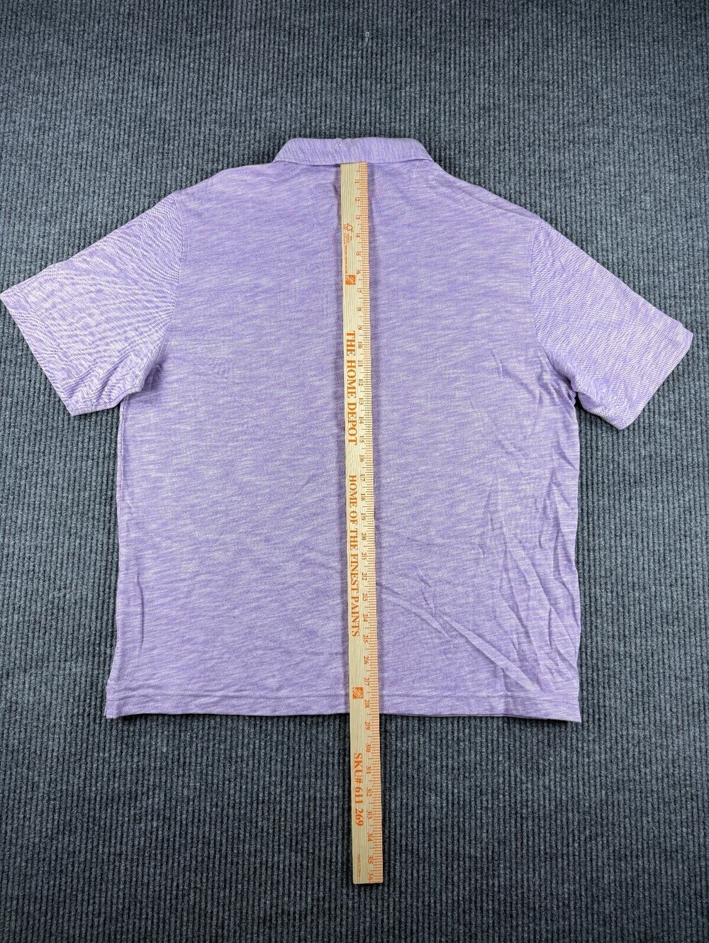 NWT Bugatchi Polo Mens XL Short Sleeve Heathered Lilac 100% Cotton Luxury - Picture 5 of 8